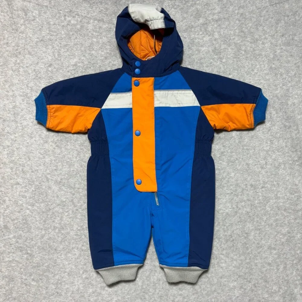 Hanna Andersson Baby Boy Snowsuit sz 60 3-6 months Blue Orange Hanna Outdoor